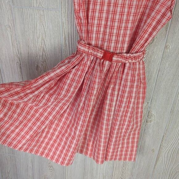 Little Girls Approx Medium Red White Check Sleeveless Dress Apple Embellishments - Picture 4 of 10